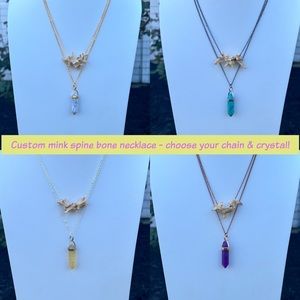 ⭐️CUSTOM⭐️ Layered Mink Spine Bones & Crystal Point Necklace 🦴
